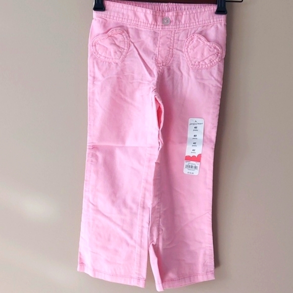 Jumping Beans Girl Pink Pull on Pants with Heart Pockets - size 4T - Picture 1 of 4